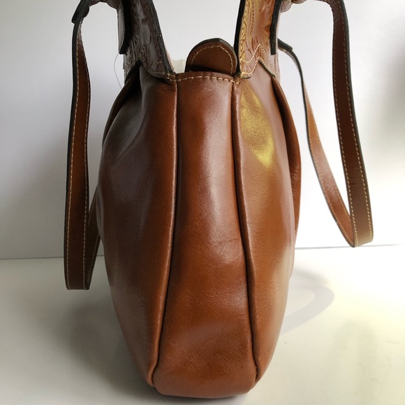 🆕Patricia Nash♥️Italian leather Tan Semi-tooled Shoulder bag - Picture 11 of 16